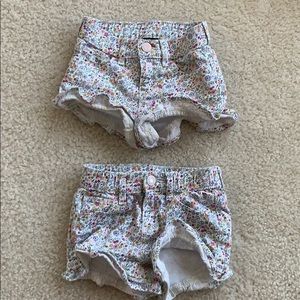 Twin girls ruffle floral shorts